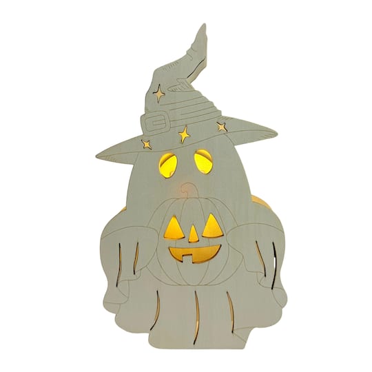 Michaels, 7.75" Witchy Ghost DIY LED Wood Décor by Make Market® – Category: DIY Wood & Ceramic Crafts